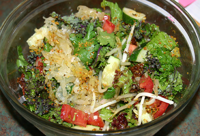 raw Kale salad with sauerkraut