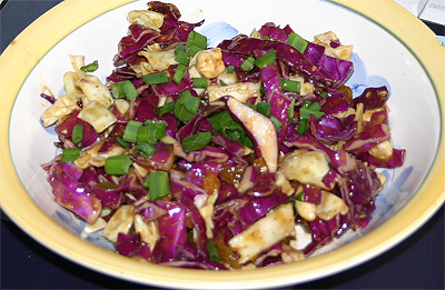 spicy thai cabbage salad with cashews
