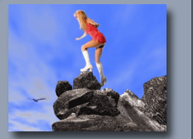 Debbie on cliff alpha mapping texture map demo video clip