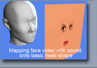 mapping video face footage with sound onto a basic 3d geometry head shape