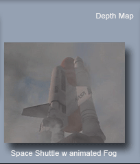 Space shuttle stock model test shot utilizing Carrara fog throughout the shot