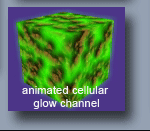 animated cellular glow channel in Carrara texture room