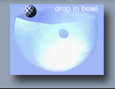 Carrara physics of ball in bowl with gravity, friction, bounce and object density