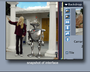 Debbie and Robot animation demonstrating shadowcatcher and backdrop interface snapshot